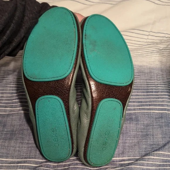Pacific Green Leather Tieks Ballet Flats - Picture 7 of 7